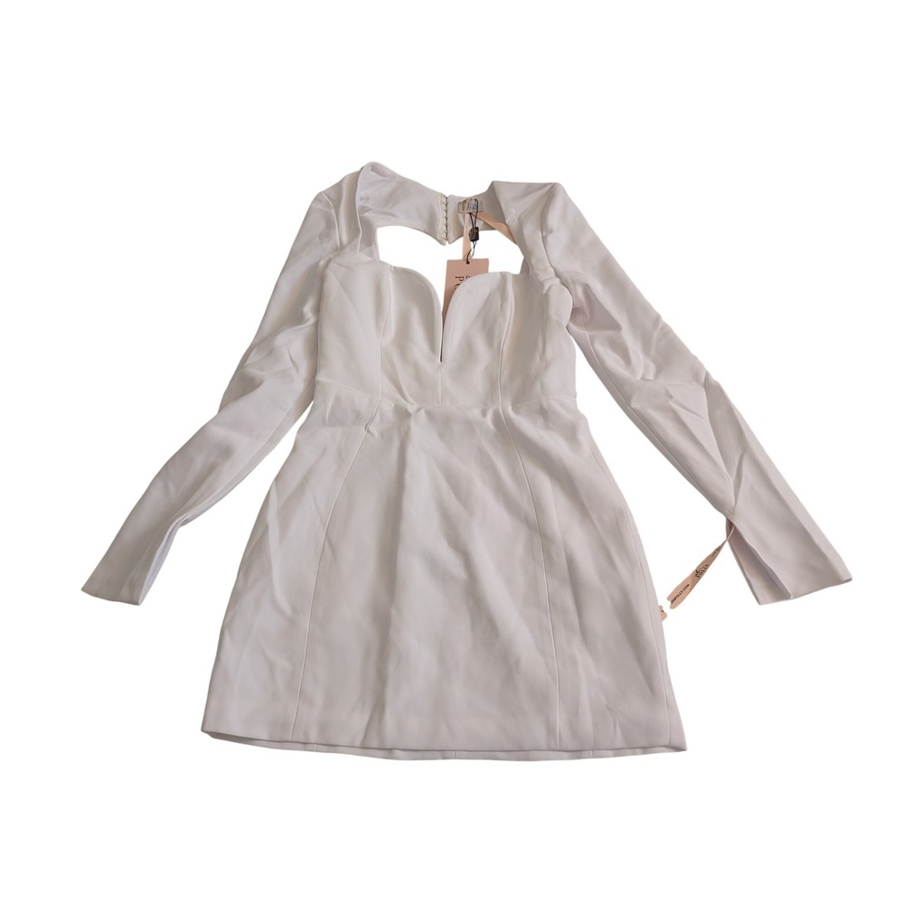 Oh Polly Adelia White Heart Cut Out Bodycon Mini Dress Bridal US 4 NEW going out - Picture 5 of 10